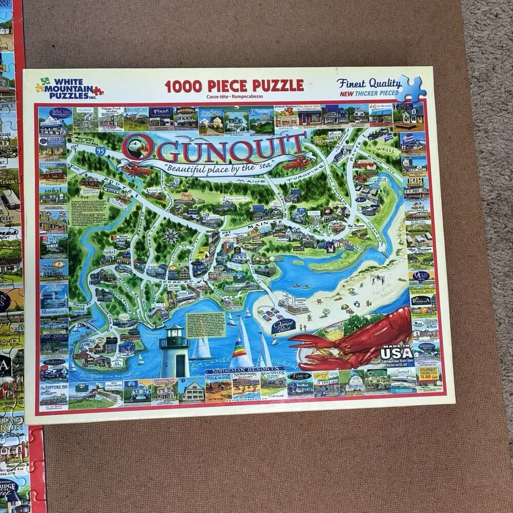 White Mountain Puzzles Ogunquit Maine 1000 Piece Jigsaw Puzzle Complete Rare
